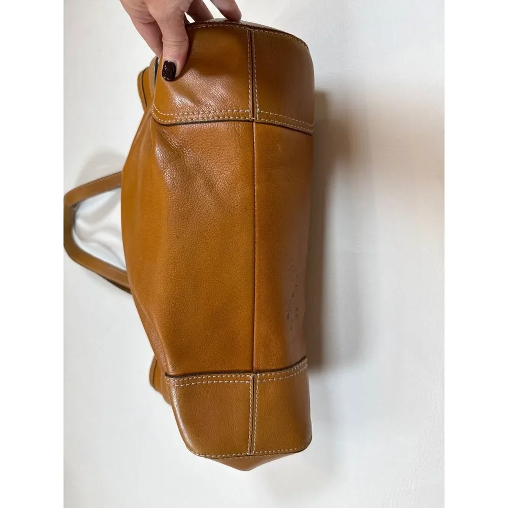 Michael Kors Vintage Tan Leather Millbrook Tote, flaw on bottom - Picture 7 of 9
